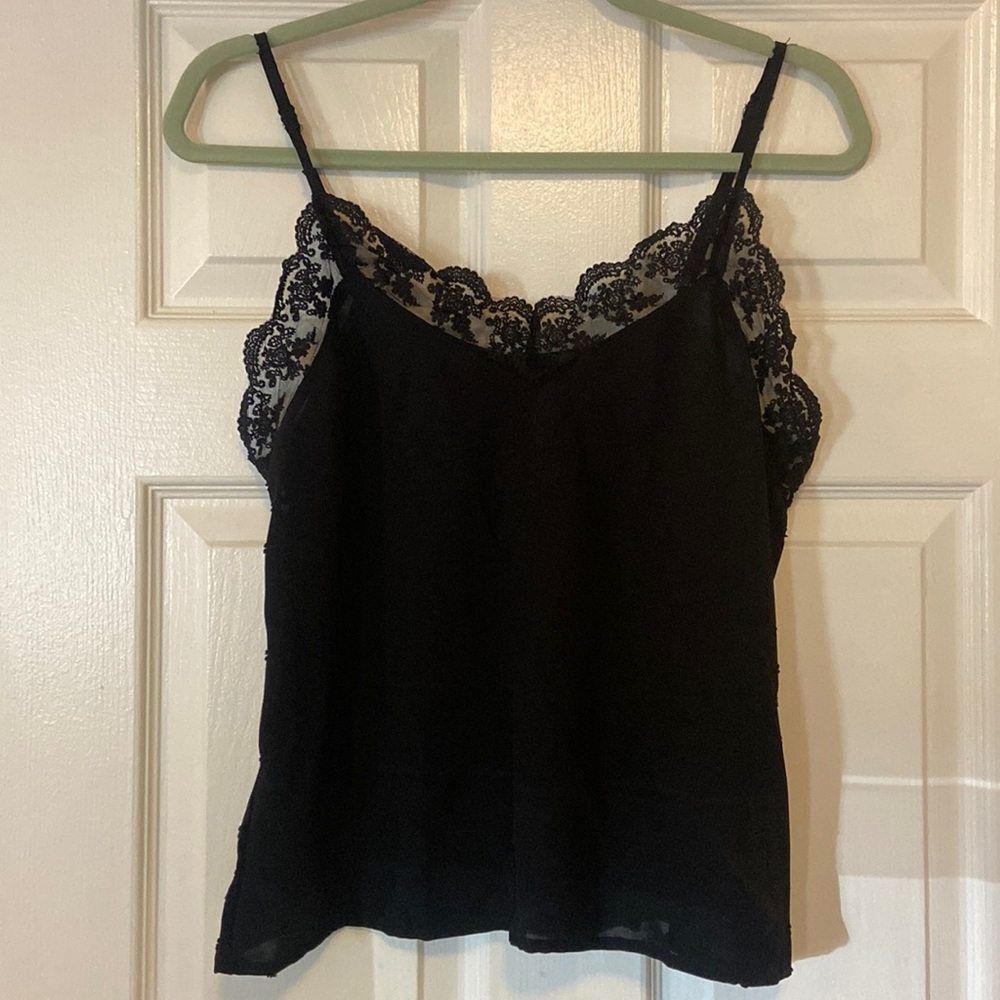 SHEIN black textured lace spaghetti strap tank